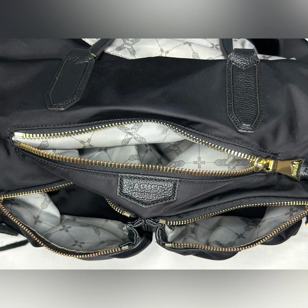 Aimee Kestenberg Nylon Leather Crossbody Tote Bag Satchel Purse XL Black‎ Boho